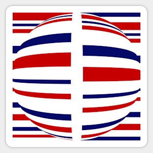 A red, white and blue globe Sticker